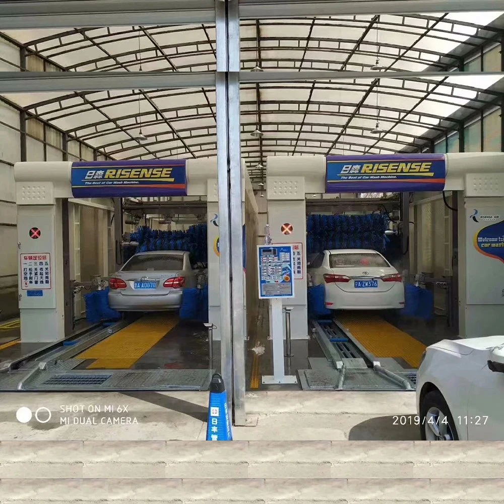 Risense drive through conveyor belt car wash tunnel system full automatic with air dryer and drying brushes