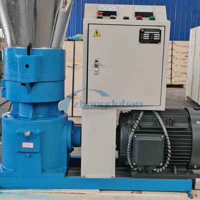 200kg/H Pelette legno Pellet 15kw Top qualità omologata CE Stampo piatto 3 rulli, alimentatore in fabbrica