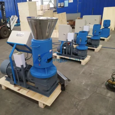 200kg/H Pelette legno Pellet 15kw Top qualità omologata CE Stampo piatto 3 rulli, alimentatore in fabbrica