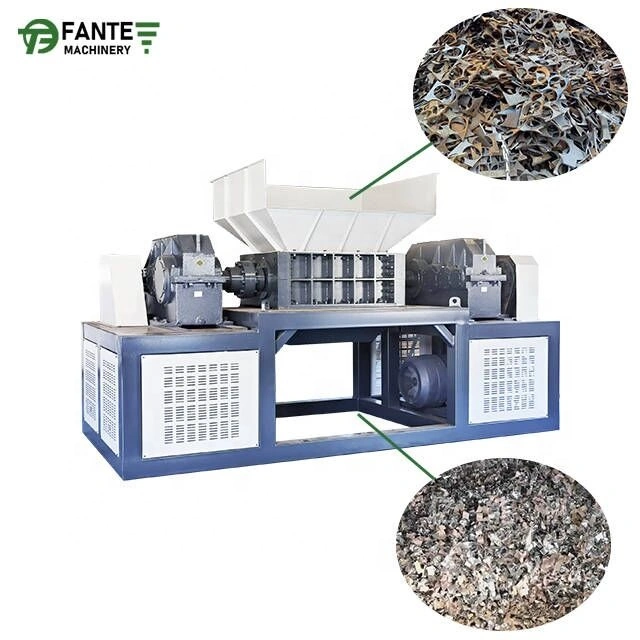 Industrial Waste Car Body Tire Recycling Two Shaft Shredder Machine for Recycling Scrap Metal, Plastic, Wood Pellet