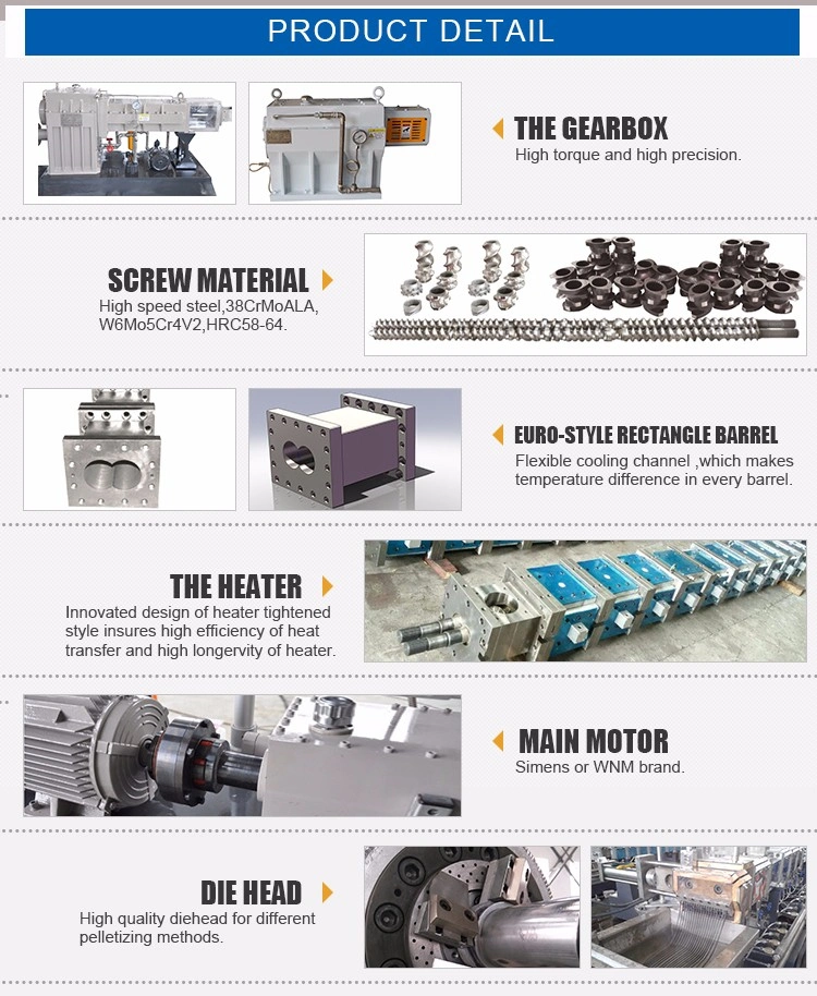 PP/PE+ CaCO3 Filler Masterbatch Water Ring Co-Roating Twin Screw Pellet Machine