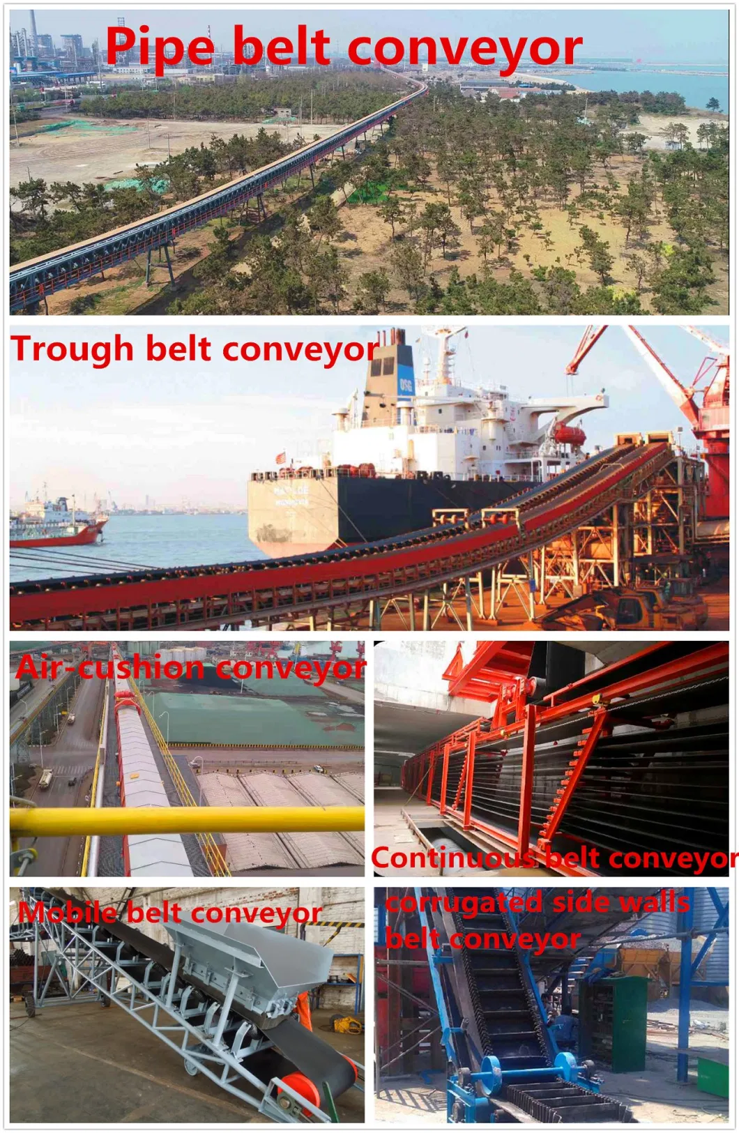 Steel Belt Conveyor System for Transport Material Used in Port