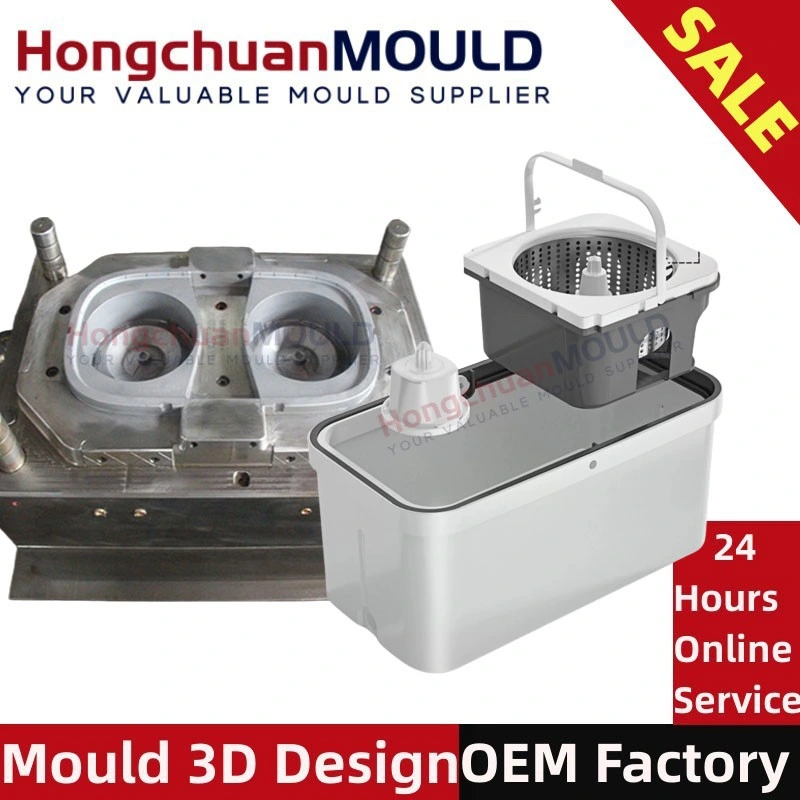 Plastic Floor Water Mop Cleaning Mould Flat Mop Bucket Injection Molding Molds