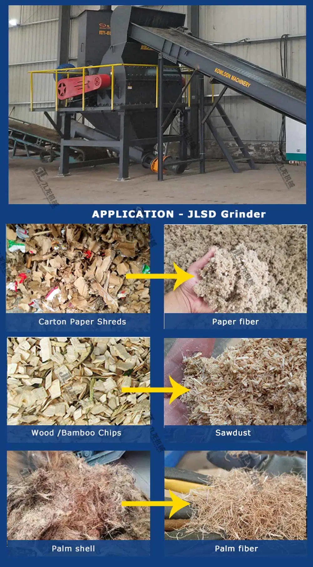 Waste Wood Recycling Crushing Machine Wood Hammer Mill