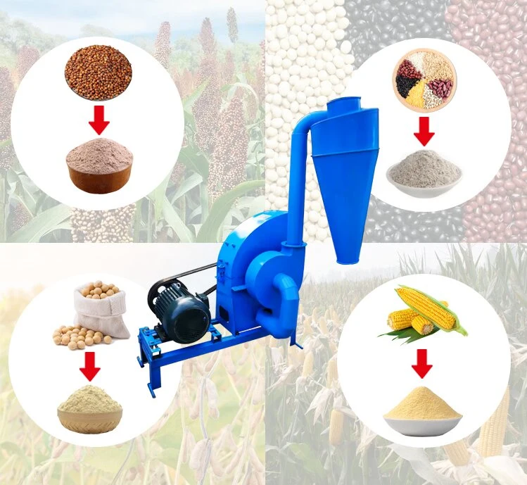 Powerful Feed Crusher Machine Sorghum Cornstalk Wheat Straw Rice Husk Maize Grinding Hammer Mill