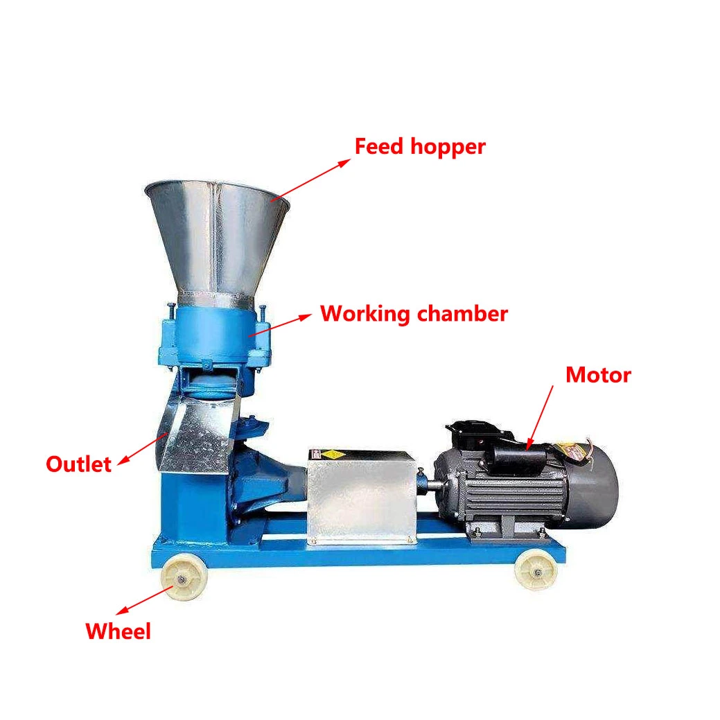 Plastic Wood Pellet Mill Granulator Animal Four Rollers