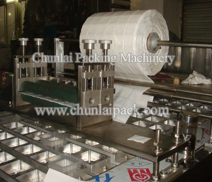 Automatic Food Tray Absorbent Pad Feeding Placing Sealing Machine