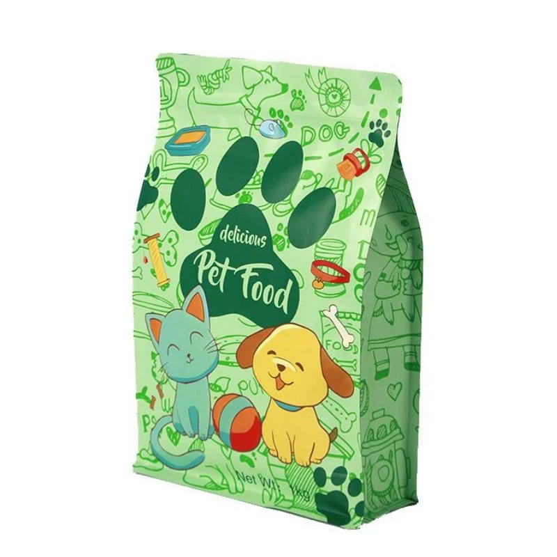 Wholesale Recyclable Plastic Packaging Conveyance Supplier Flat Box Bottom Pouch Bag Eco Friendly Snack Pet Food Dog Food Packaging