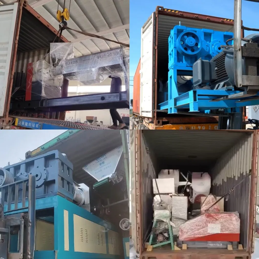 Double Stage Plastic Recycle Pellet Granule Making Machine by Force Feeding
