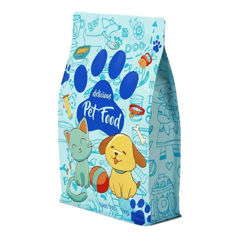 Wholesale Recyclable Plastic Packaging Conveyance Supplier Flat Box Bottom Pouch Bag Eco Friendly Snack Pet Food Dog Food Packaging