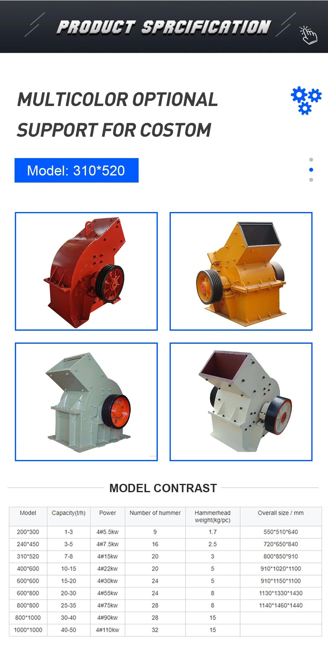PC 240 Hammer Crusher Spare Parts Factory Supplier Hot Sale China Best Quality Portable Cheap Stone Crushing Machines with Factory Price 2023 New Tech 17