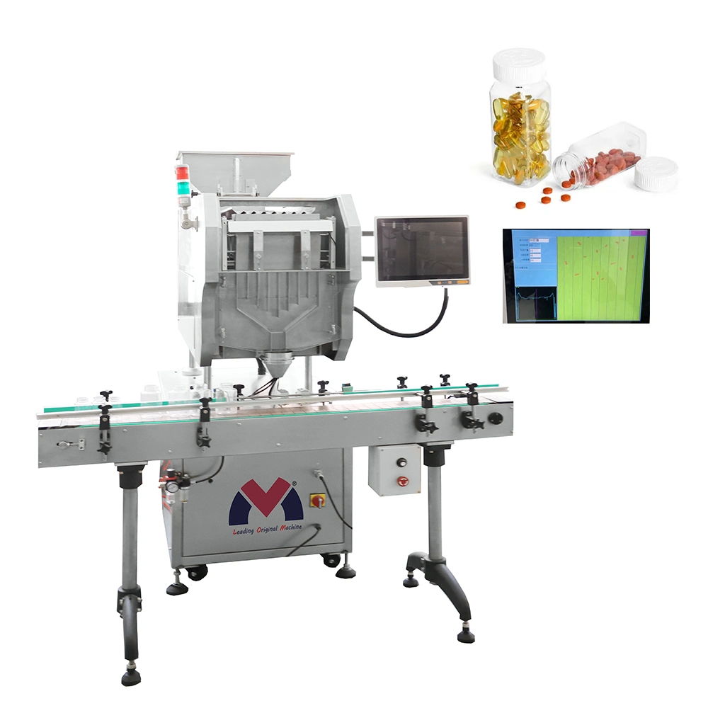 PLC Multi Channel Trays Feeding Counter Three-Level Vibration Soft Gel/ Vitamin Tablet/Candy/Gummies/Jelly Gummy/Capsule/Pill Vision Sensor Counting Machine