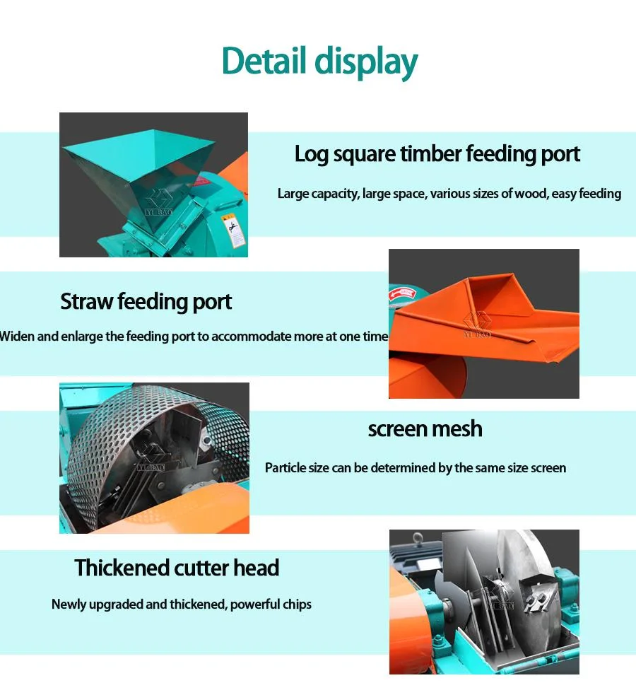 Large Capacity 1000kg/H Sawdust Making Machine Graden Tree Branches Shredder Wood Log Hammer Crusher Machine