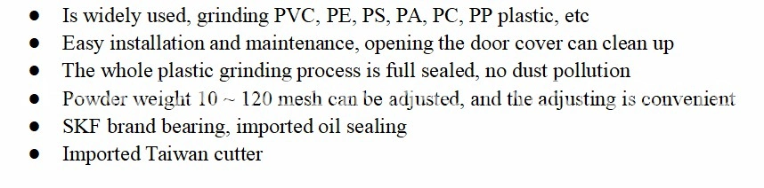 PVC Plastic Milling Machine for Pipe Recycling Machine Pellet Scrap Pulverizer Machinery