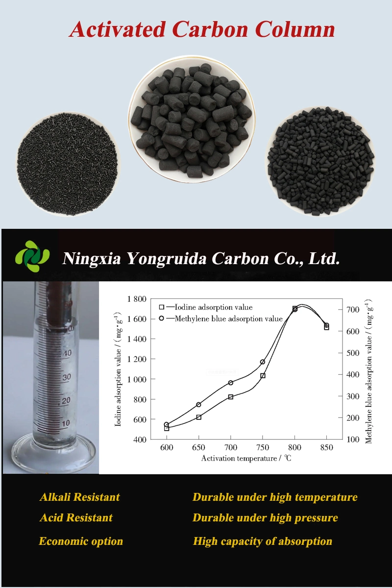 470 Kg Per Cubic Meters Stacking Density Black Coal Columnar Activated Carbon Utilized in The Field of Chemical Processing