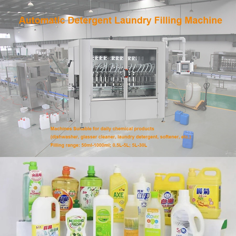 6 Head Oil Automatic Shampoo Liquid Bottling Detergent Filling Equipment with Conveyor
