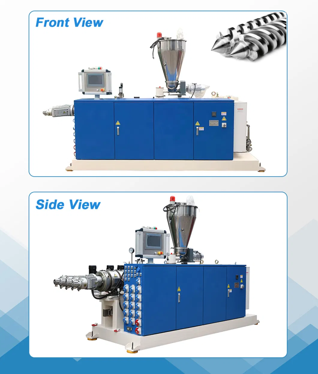 Single and Double Twin Screw Plastic Extruder for PVC/PP/HDPE/LDPE Pipes/Profiles/Granules/Pellets/Sheets Making