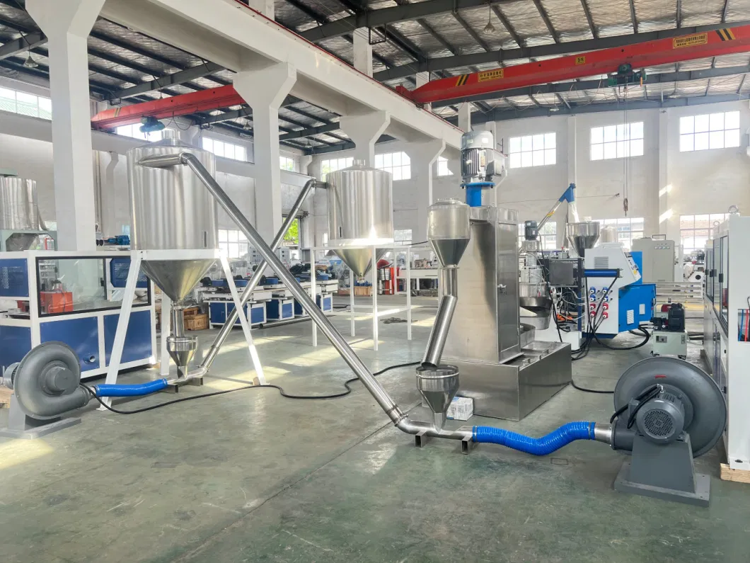 Side Force Feeder Plastic PP / PE Scrap Pelletizing Machine Two Stage Water Ring Die Face Cutting HDPE PP Crushed Flakes Granulator