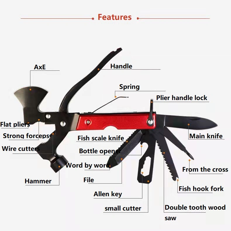 China Supplier Eco Friendly Outdoor Gears Camping Axe Lifesaving Multi-Function Claw Hammer