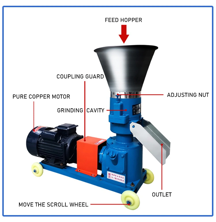 Small Automatic Chicken Feed Making Machine / Animal Feed Pellet Machine for Sale