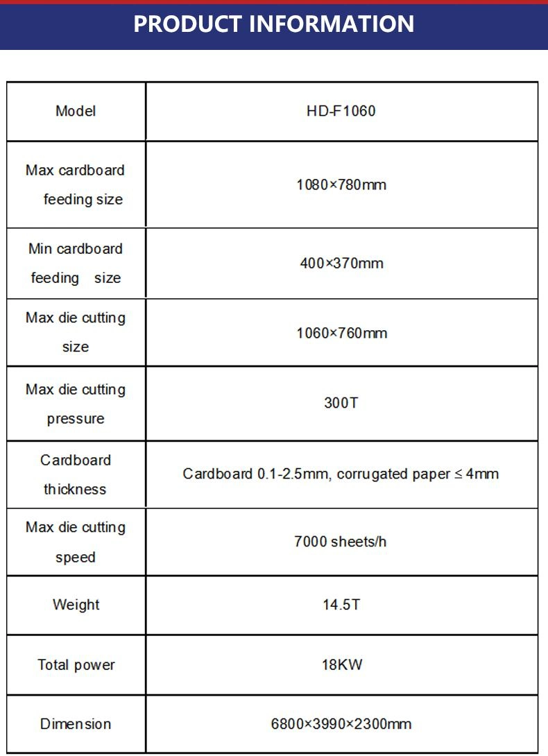 High Productivity Flat Bed Paper Die Cutter Cutting Machine