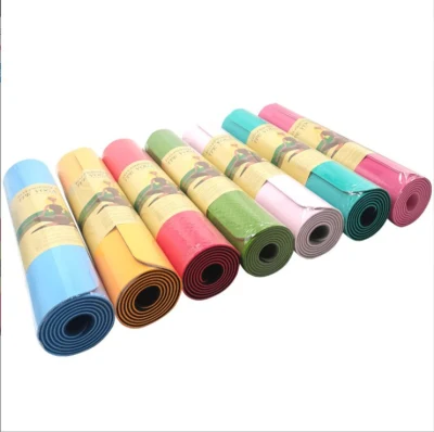 Two-Color Floor Gym Sport Rubber TPE Foam Yoga Mat with Custom Logo