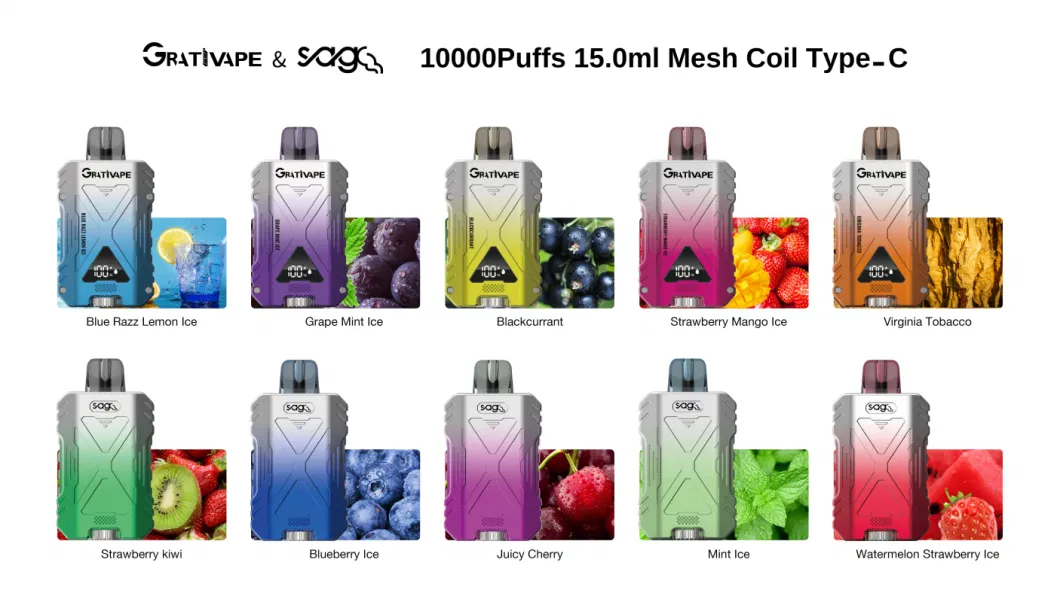 Cute Compact Box-Shaped Design Type-C Rechargeable Disposable Vape Hit Bar Tornado 15000 Puff