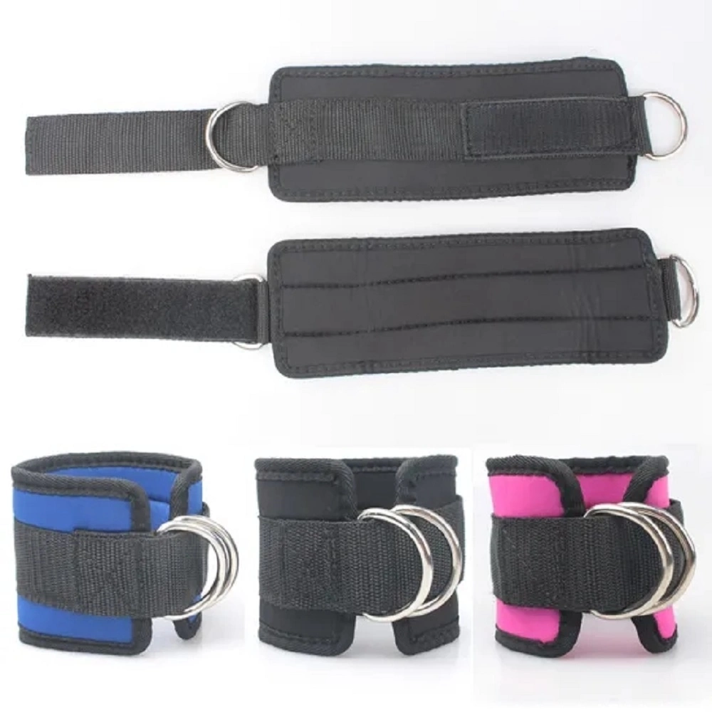 2PCS Ankle Straps for Cable Machines Weightlifting Gym Workout Fitness Double D-Ring Wbb11408