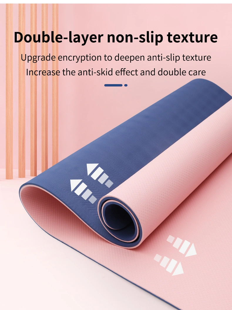 Wide TPE Anti-Slip Yoga Gym Mat with Posture Guide Line