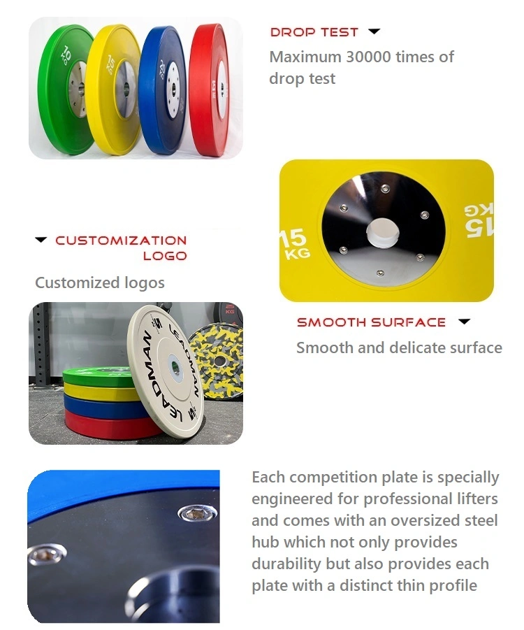 Gym Equipments Professional Iwf Competition Bumper Plates for Commercial Use Weightlifting Powerlifting