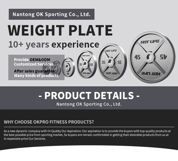Okpro Gym Fitness Equipment Wholesale Weightlifting Commercial Barbell Cast Iron Weight Plates for Strength Training