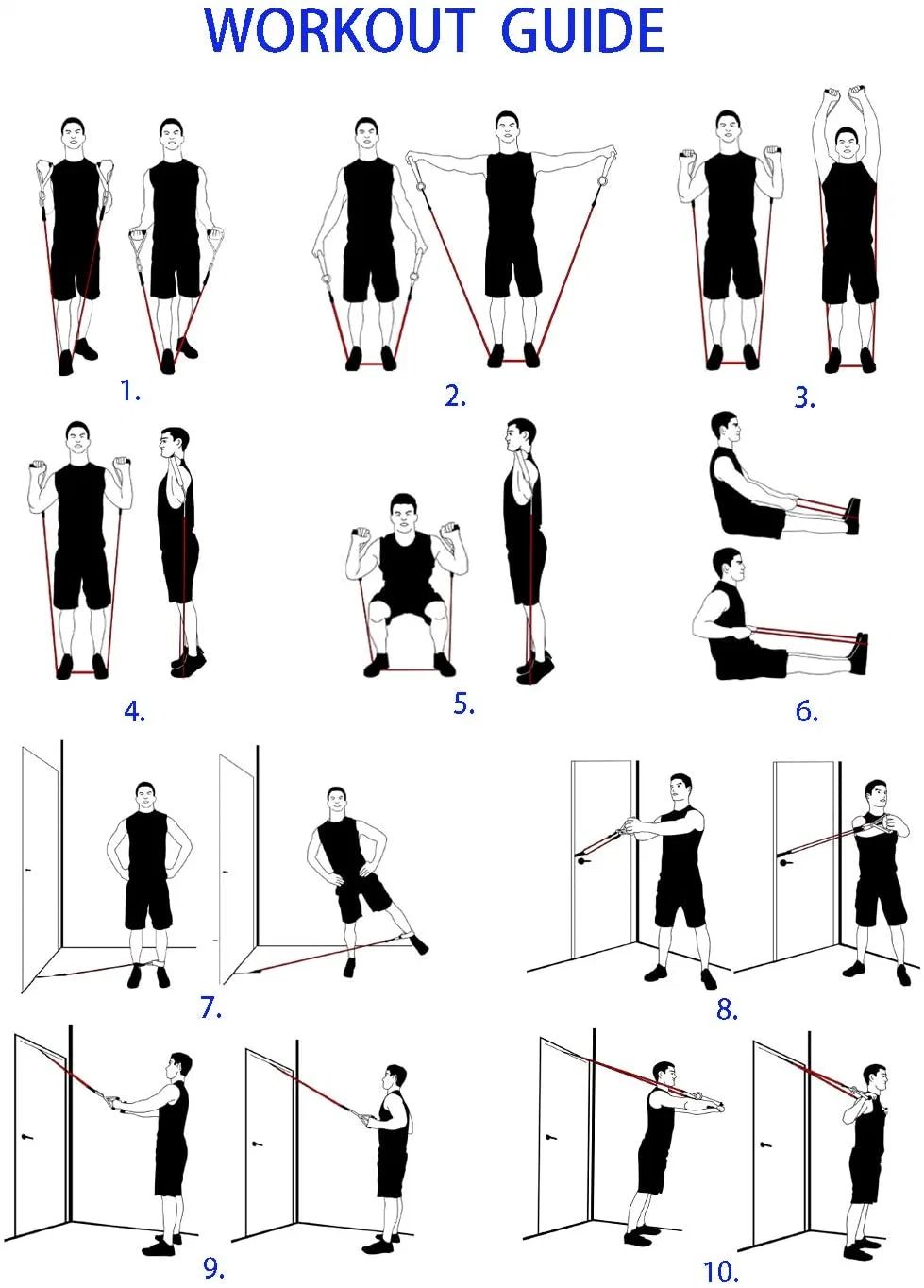 5 Levels Resistance Bands with Handles Workout