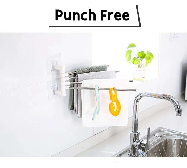 Wall Mounted Rotating Punch Free Multifunction Kitchen Bathroom Bath Swivel Swing Towel Bar Hanger
