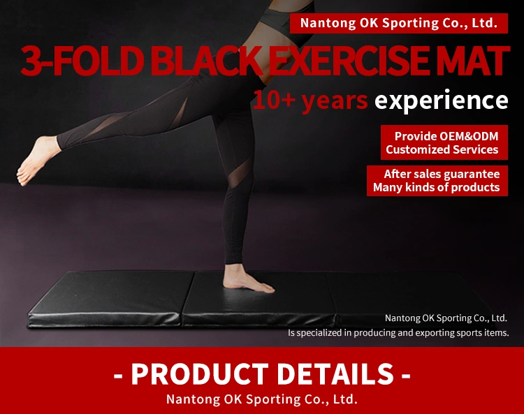 Gym Mat Okpro Home Gym Equipment 3-Fold Black Yoga Exercise Mat