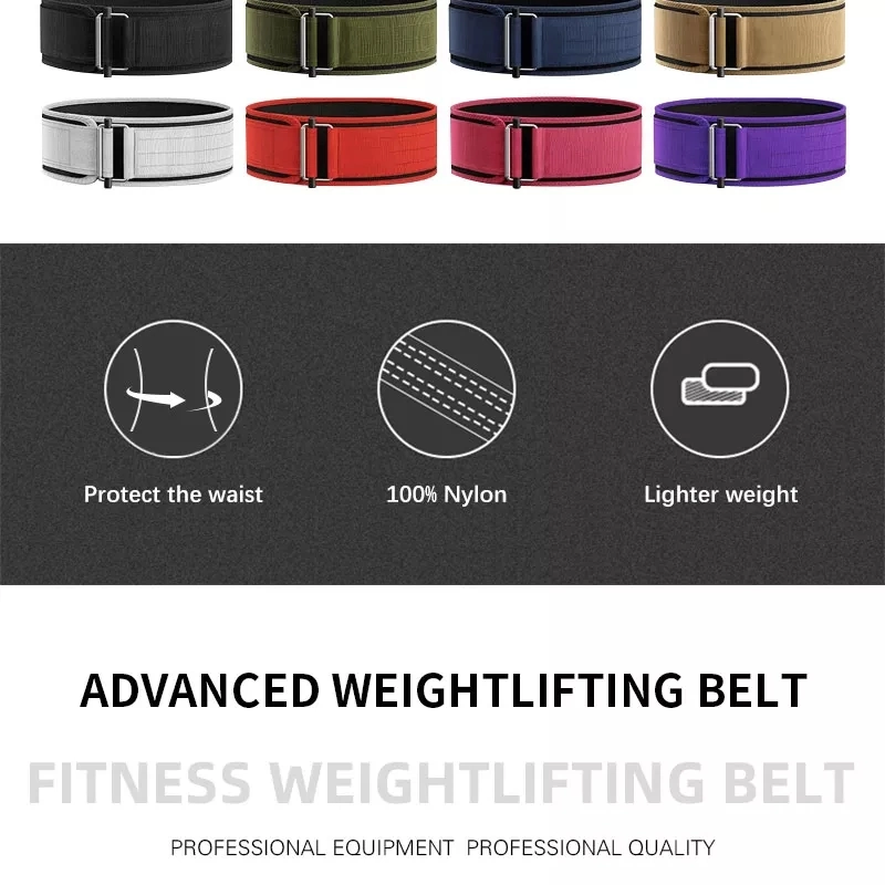 Fitness Self-Locking Weightlifting Belt Strength Training Nylon Bodybuilding Sports Belt Waist Support Weight Lift Belt