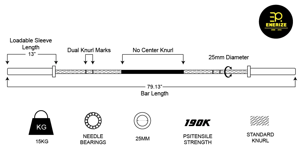 New Weight Lifting 15kg Surface: Cerakote Barbell Powerlifting Bar Weightlifting Bar