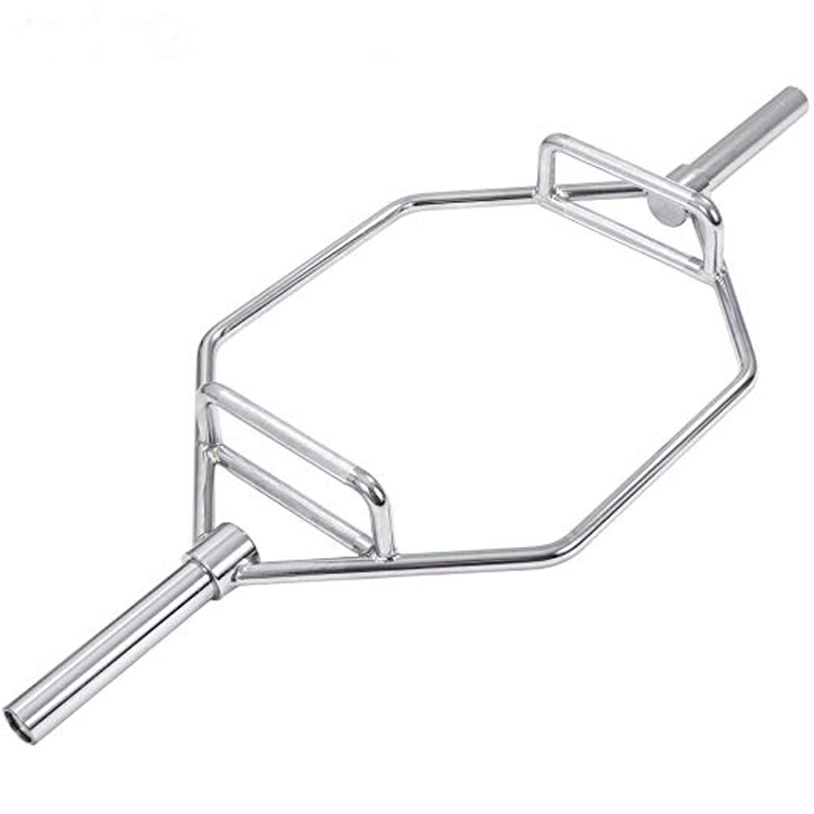 Chroming Hexagonal Hex Barbell Bar Fitness Equipment Weightlifting 25mm Deadlift Open and Closed Optional Hex Trap Barbell Bar