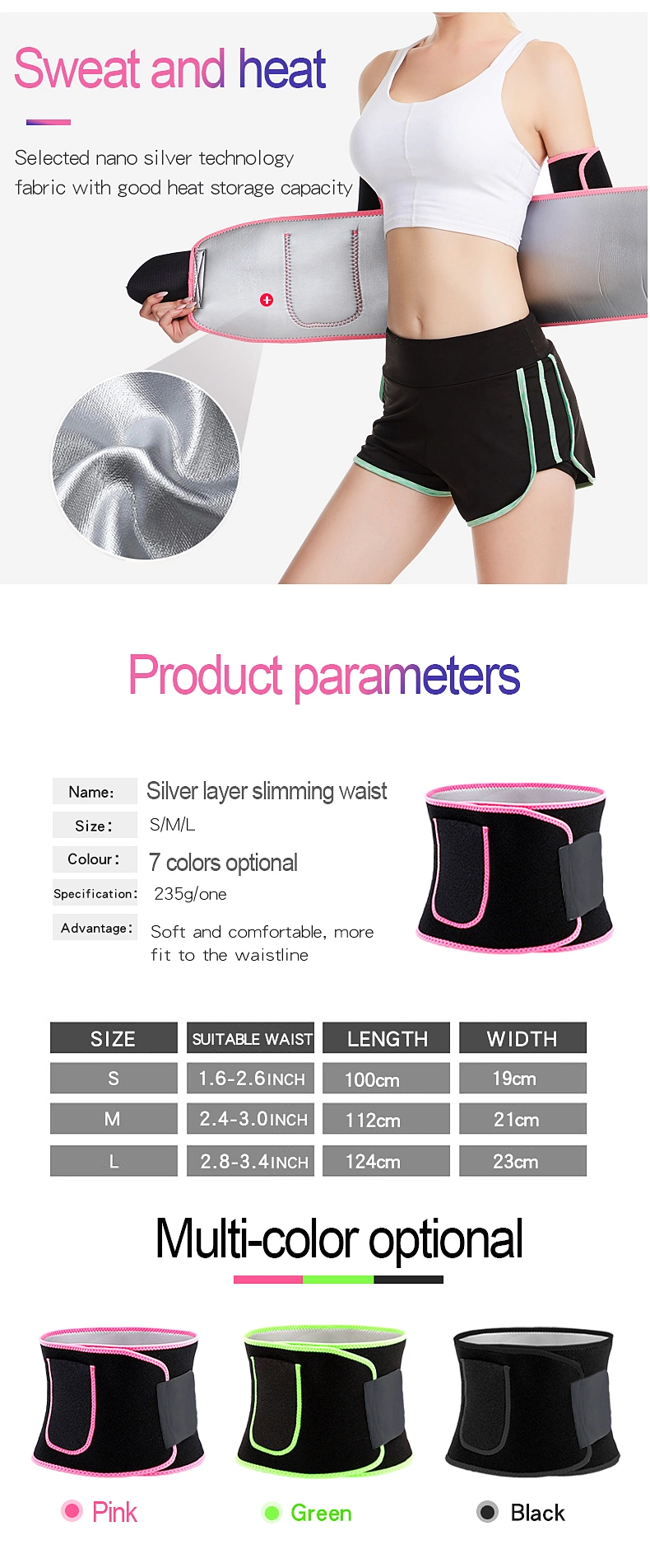 Adjustable Compression Waist Belt with Pocket Belly Burner Waist Support