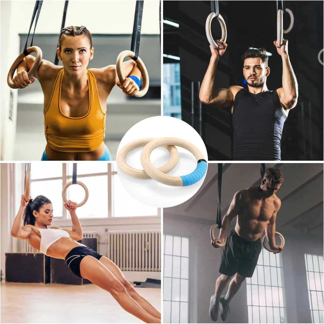 Gymnastics Wooden Rings Non-Slip Gym Rings for Home Gym