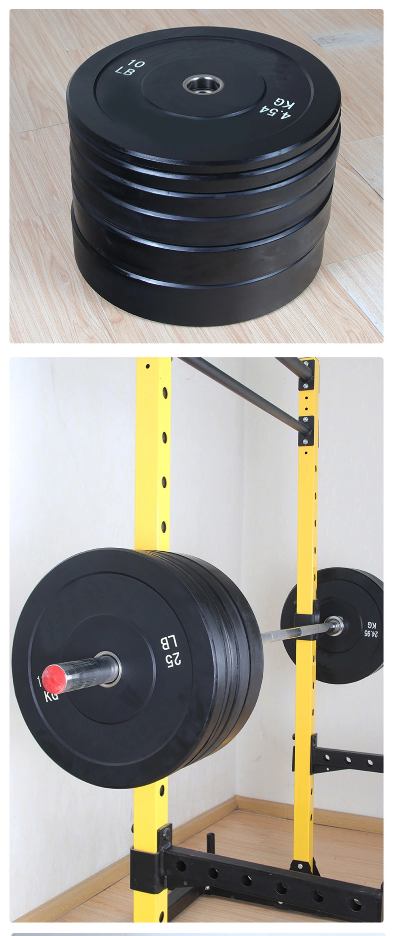 Wholesale Body Building Gym Lifting Rubber Bumper Plate Black Barbell Weight Power Training Equipment Plate