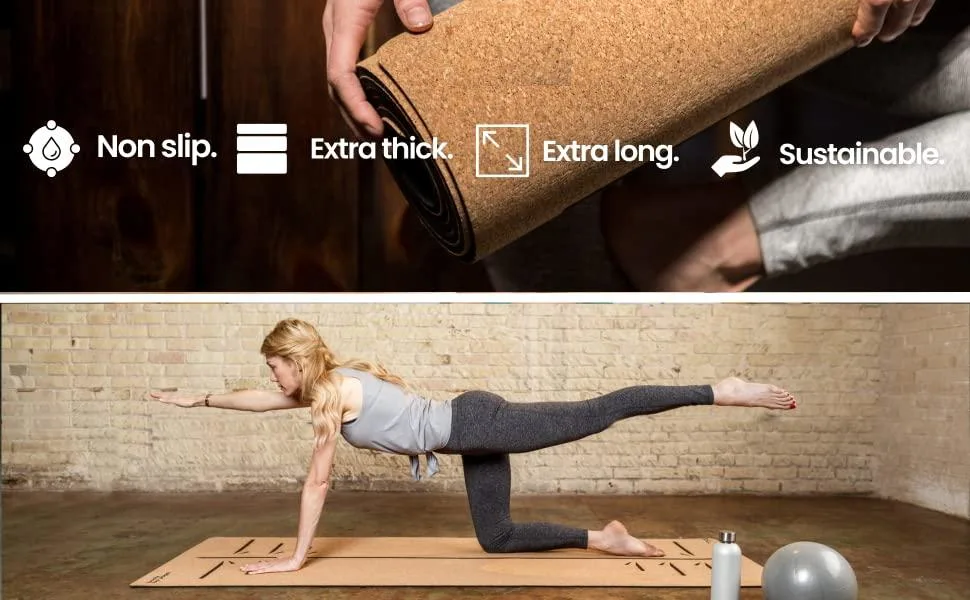 Fitness Exercise Folding Yoga Cork Mat Custom Print Cork TPE Yoga Mat