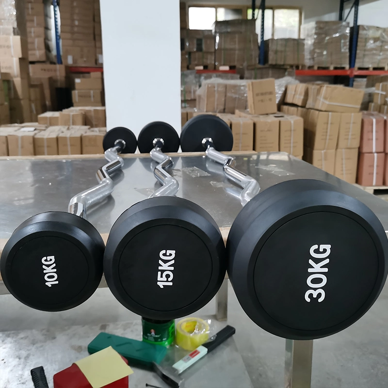 Factory OEM Gym Fixed Barbell Weighted Straight Steel Bar with CPU Weights Barbells