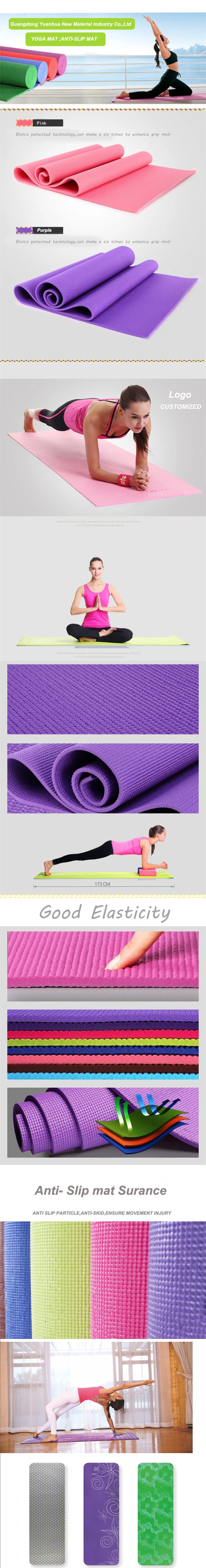 PVC Single Color Yoga Mats Custom Print Logo Eco Friendly Gym Exercise Best PVC Yoga Mats