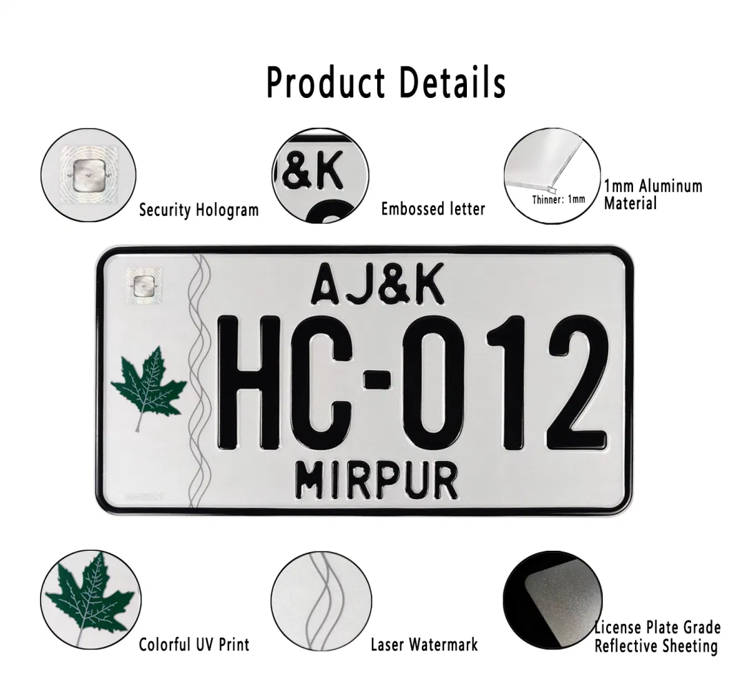 Aluminum License Plate Curacao, Number Plate, Car Plate, Vehicle Plate