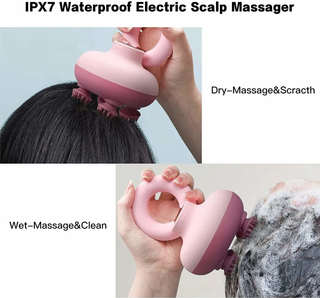 Waterproof Hair Scalp Massager Non-Slip Silicone Grip Electric Scalp Massager Ipx7