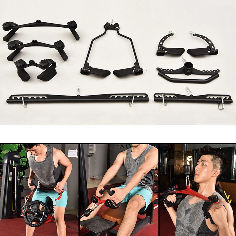 Hote Sale Wide Grip Handle Lat Pull Down Rowing Bar Set Gym Fitness Gym Exercise Fitness Accessories 8PCS Sets