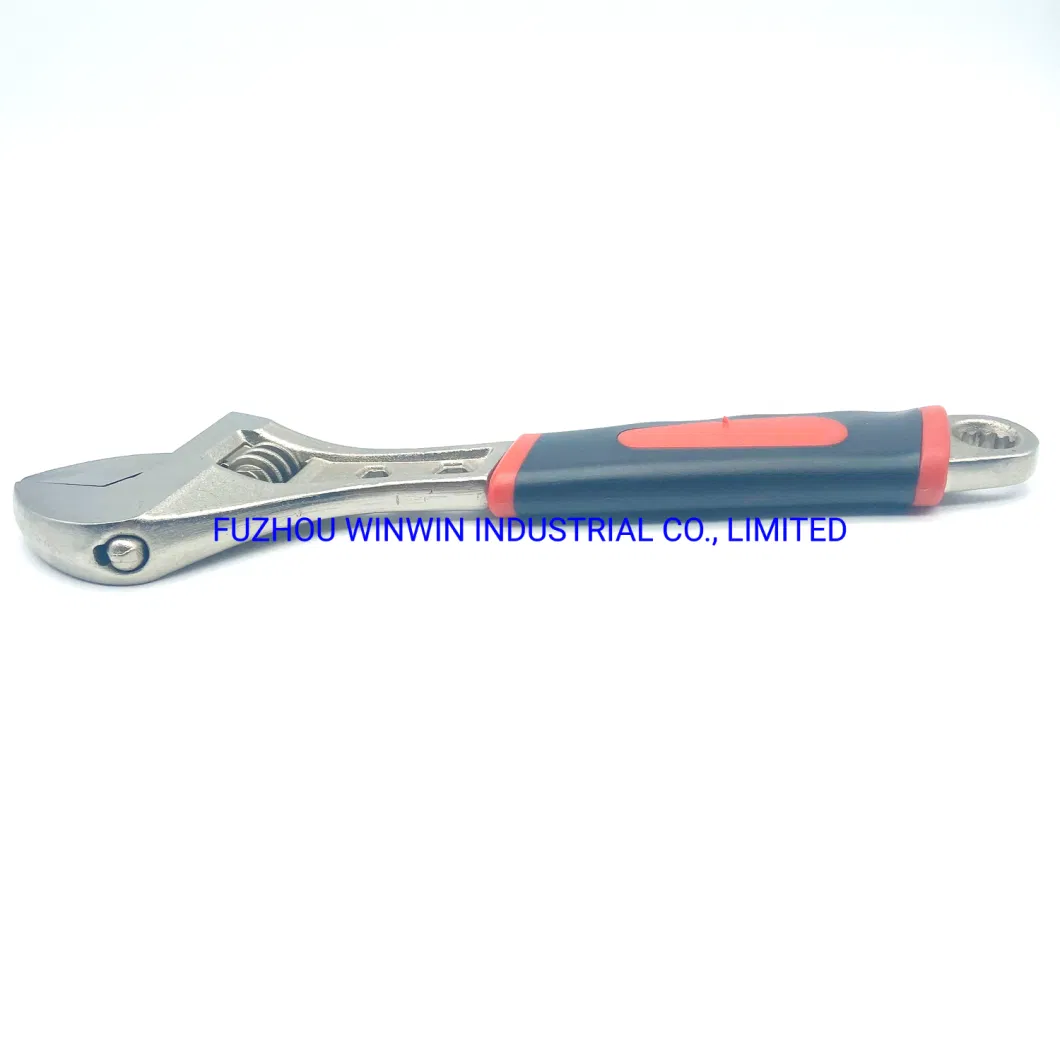 Bi-Color Grip Adjustable Wrench with Hexagonal Hole and Ring Spanner Hole (WW-TQ02)