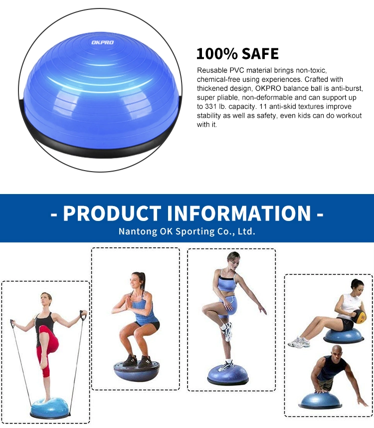 High Quality Home Core Strength Training Yoga Half Ball Balance Exercise Ball