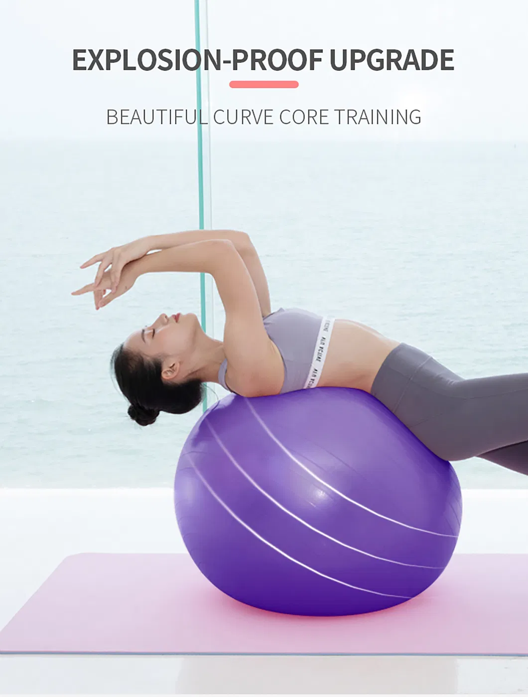 Custom Logo Anti Burst Big Core Pilates Wholesale 45cm 55cm 65cm 75cm PVC Yoga Ball