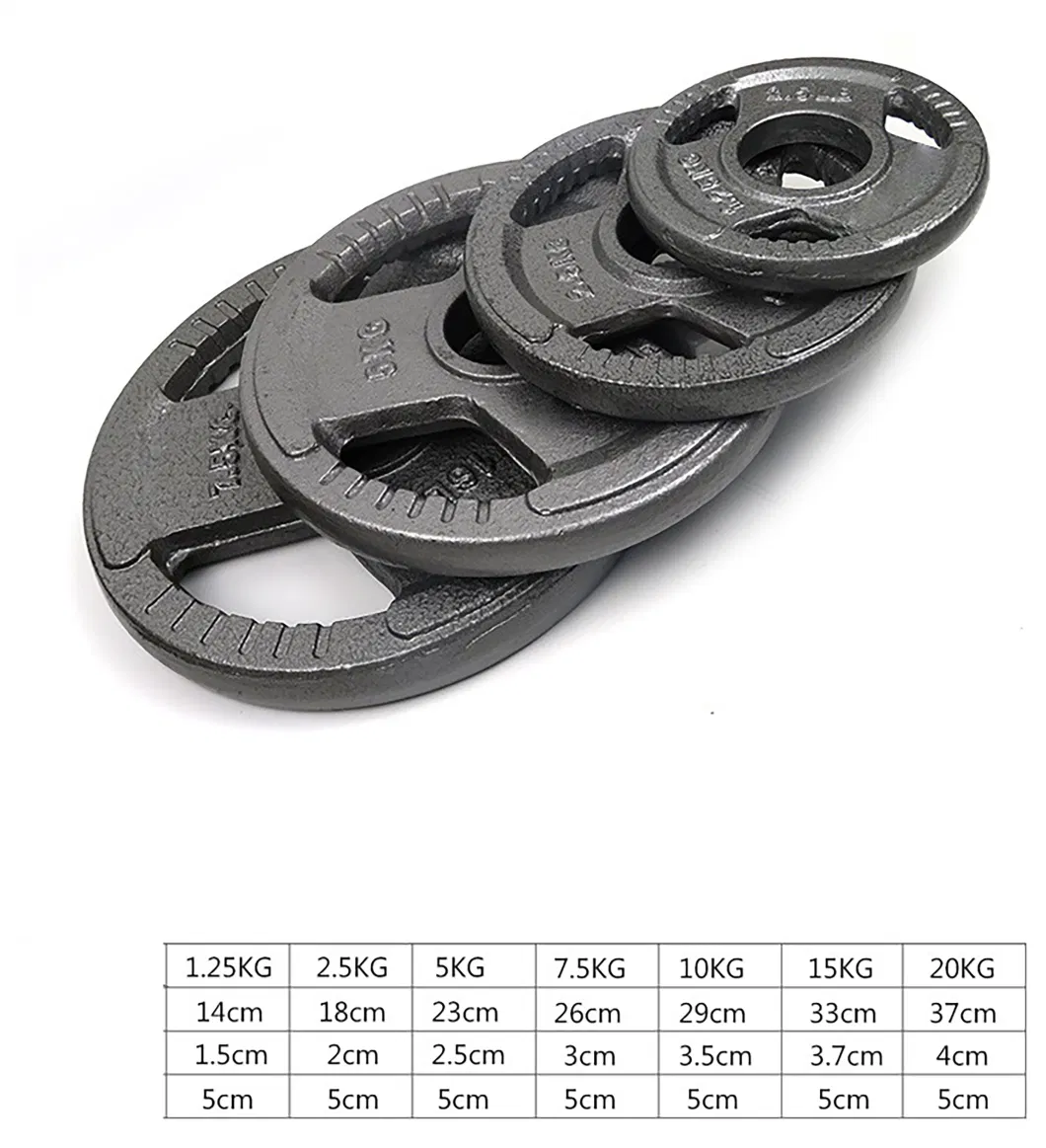 Gym Commercial Triple Holes Baking Hand Grip Oly Barbell Plate Cast Iron Barbell Weight Plate